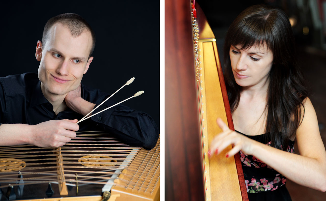 Florin Grüter (Hackbrett) und Selina Cuonz (Harfe)